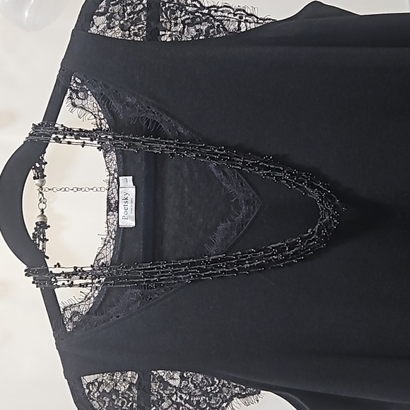 Long Black Threaded and Beaded Necklace - Picture 6 of 7